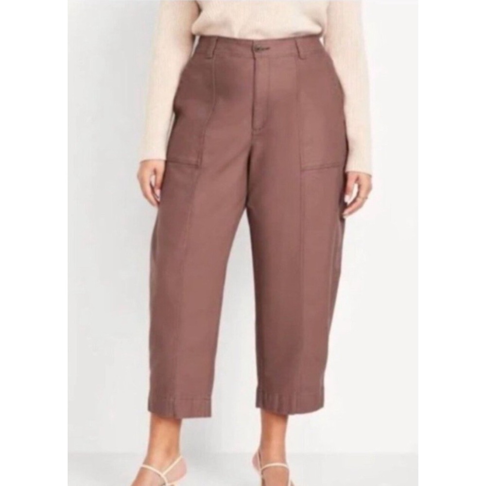 NWT Old Navy Barrel Ankle Pants Womens *Plus Size 28 Warm Taupe High Rise